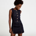 Jupe-short trapèze en jean denim brut femme
