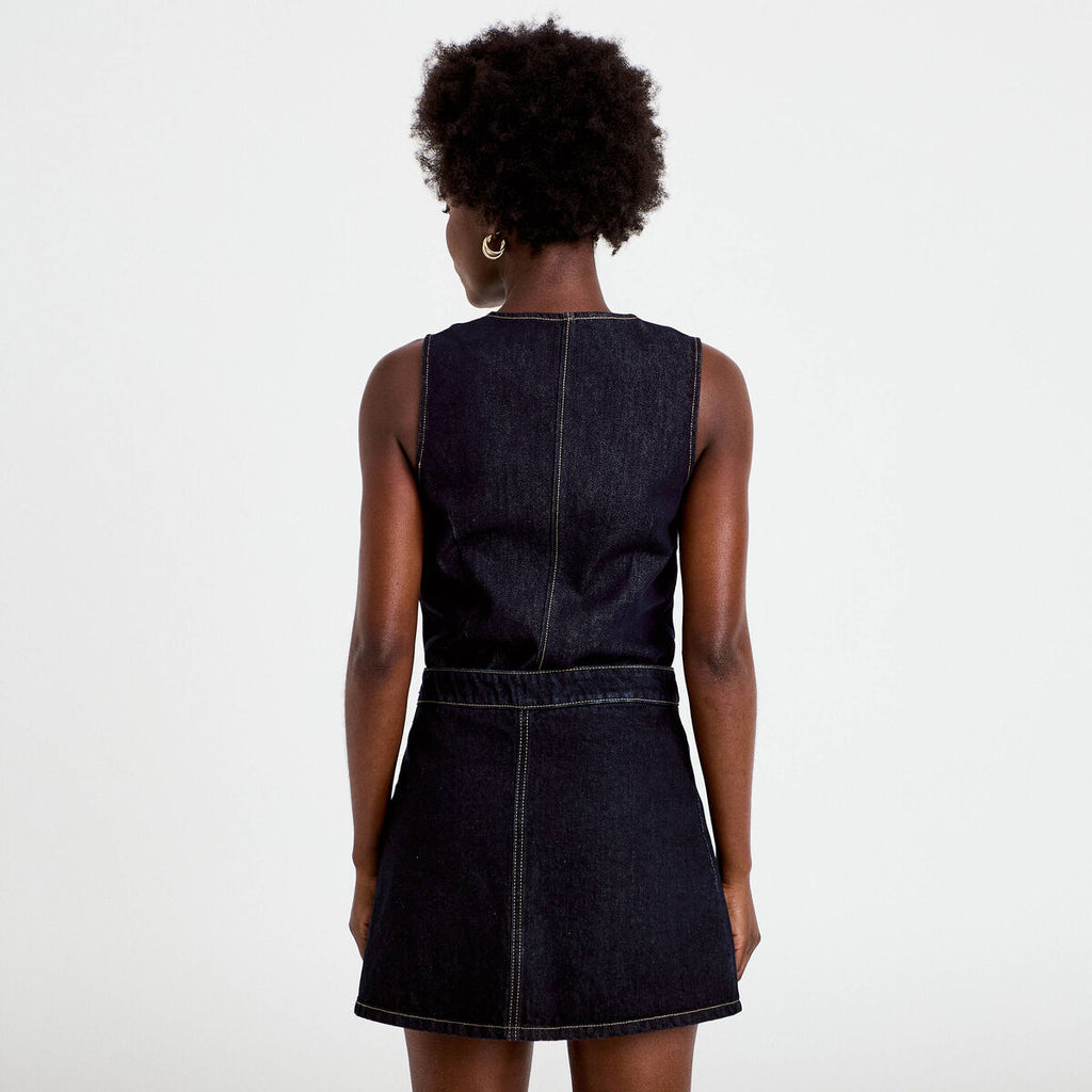 Jupe-short trapèze en jean denim brut femme