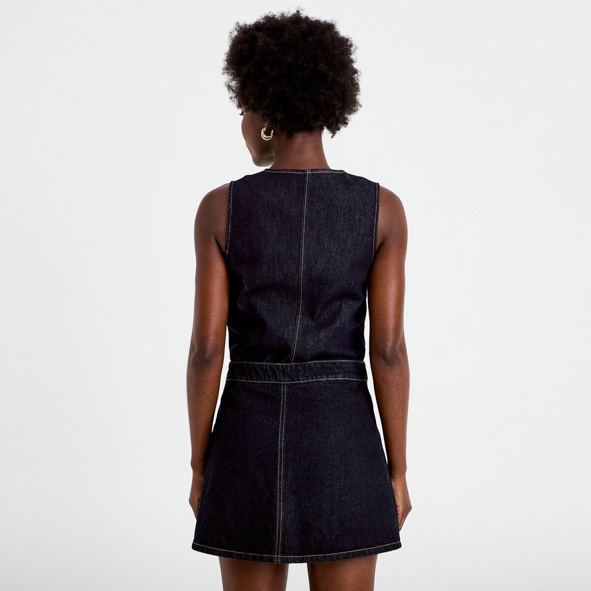 Jupe-short trapèze en jean denim brut femme