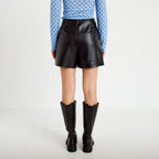 Jupe-short courte en similicuir noir femme