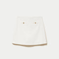 Jupe-short trapèze courte en tweed ecru femme