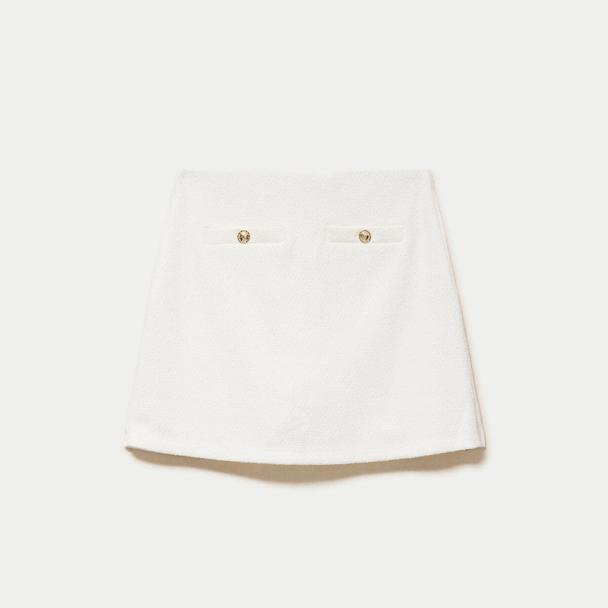 Jupe-short trapèze courte en tweed ecru femme
