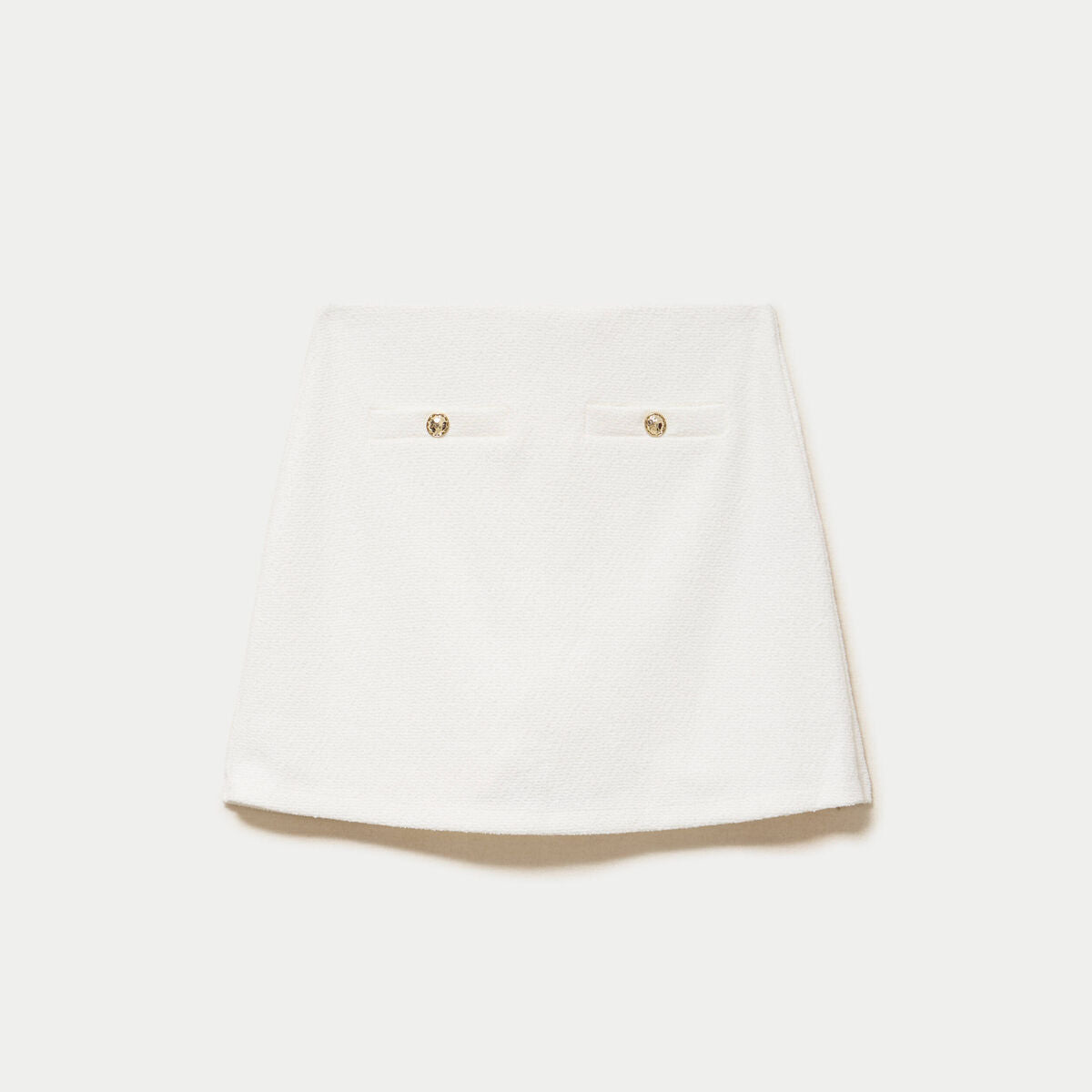 Jupe-short trapèze courte en tweed ecru femme