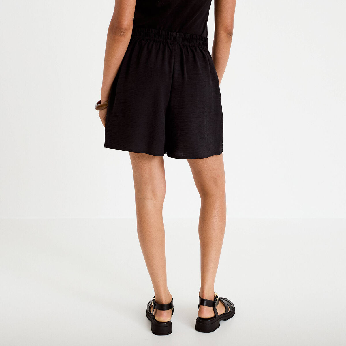Jupe-short évasée courte noir femme