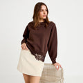 Jupe-short évasée velours ceinture ecru femme