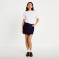 Jupe-short trapèze en jean bleu marine femme