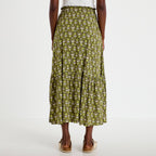 Jupe longue évasée vert femme