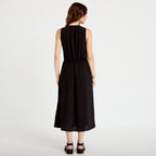 Robe droite 3/4 sans manches col v noir femme