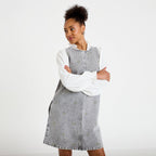 Robe courte évasée en jean sans manches denim gris femme