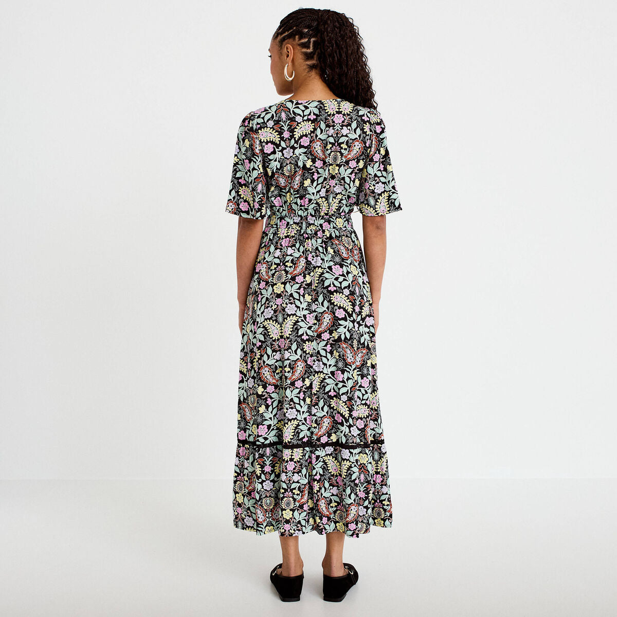 Robe évasée noir femme