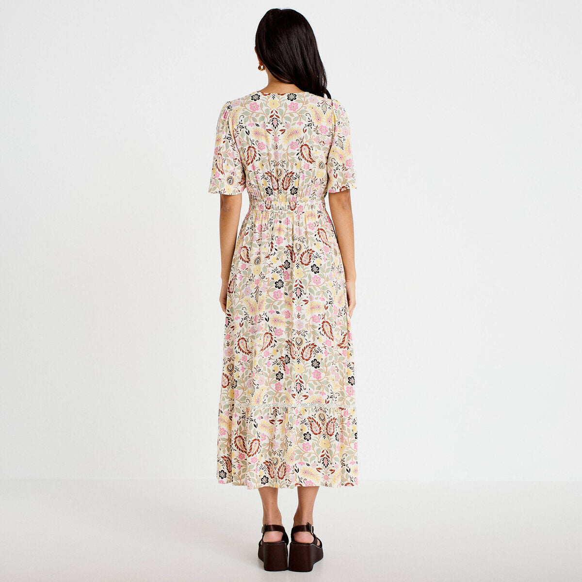Robe évasée blanc femme