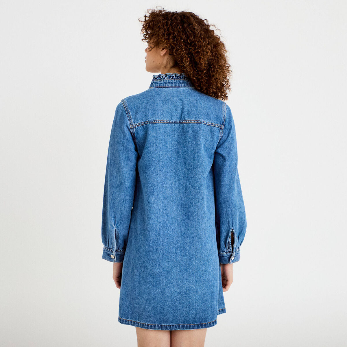 Robe évasée jean col montant denim double stone femme