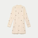 Robe pull droite manches longues sable femme