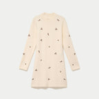 Robe pull droite manches longues sable femme