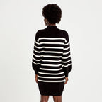 Robe pull droite manches longues noir femme