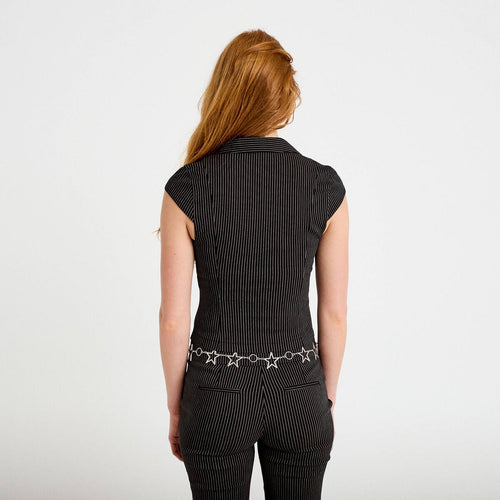 Chemise cintrée manches courtes noir femme