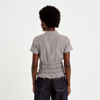 Chemise cintrée manches courtes marron femme