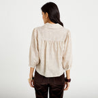Chemise droite col classique manches 3/4 blanc femme