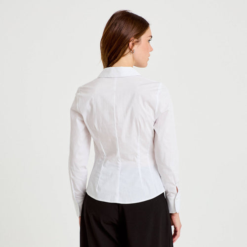 Chemise cintrée manches longues ecru femme
