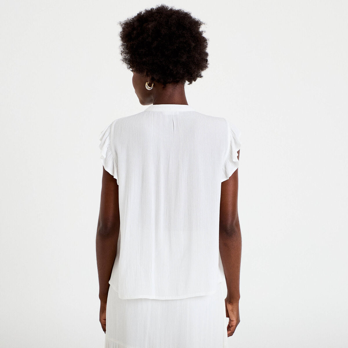 Top ample sans manches col carré blanc femme