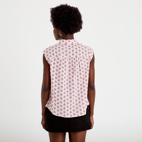 Chemise ample sans manches col classique rose femme