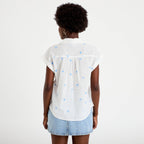 Blouse droite sans manches col rond blanc femme