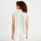 Chemise sans manches col classique vert clair femme