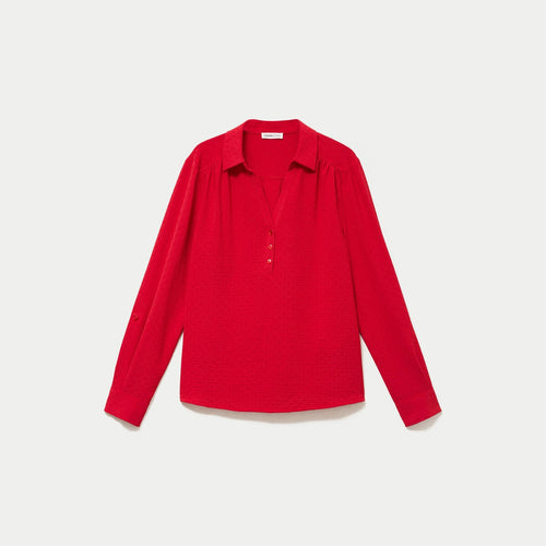 Blouse droite manches longues rouge femme