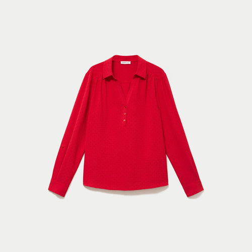 Blouse droite manches longues rouge femme