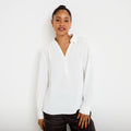 Blouse droite manches longues ecru femme