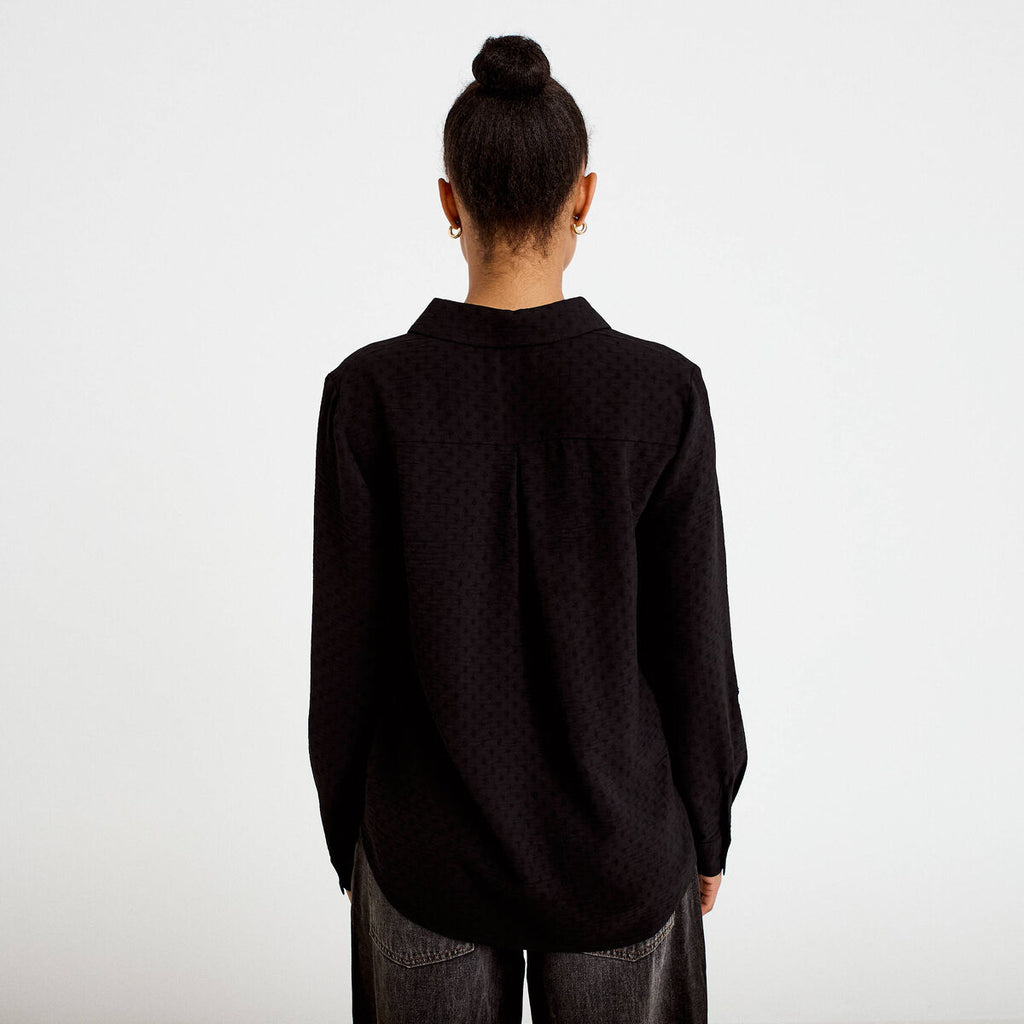 Blouse droite manches longues noir femme