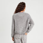 Gilet manches longues gris clair femme