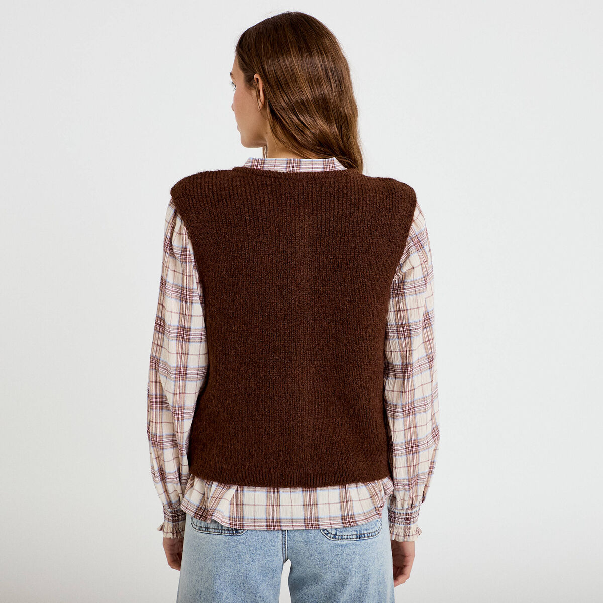 Gilet sans manches marron foncé femme