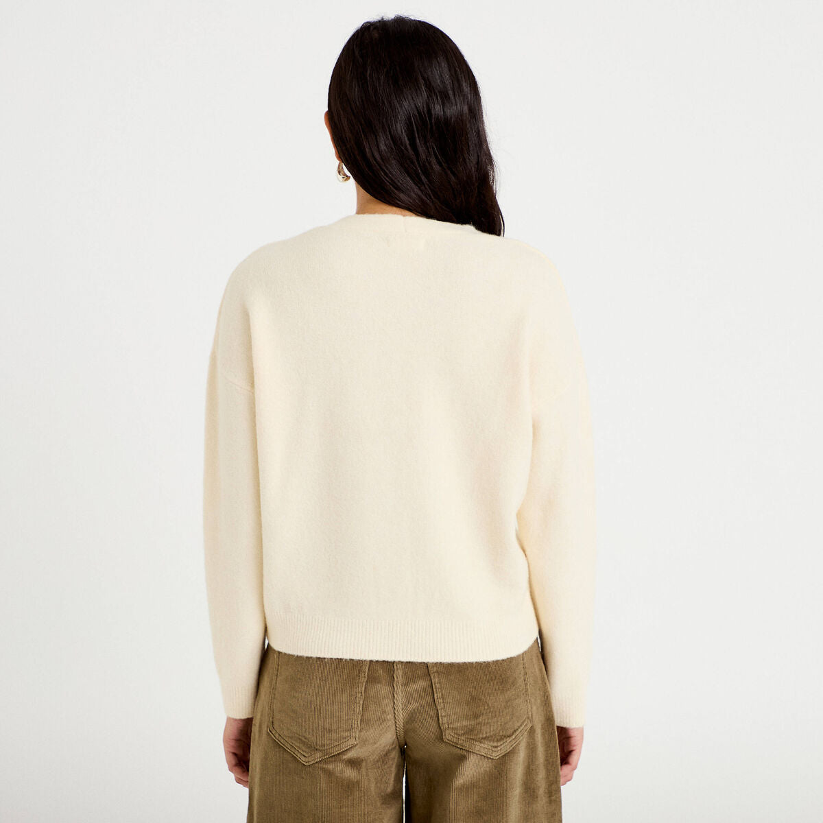 Gilet manches longues fleurs brodées sable femme