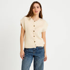 Gilet ample sans manches sable femme