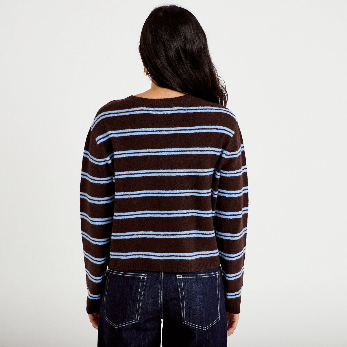 Gilet manches longues marron foncé femme