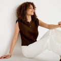 Gilet sans manches marron foncé femme