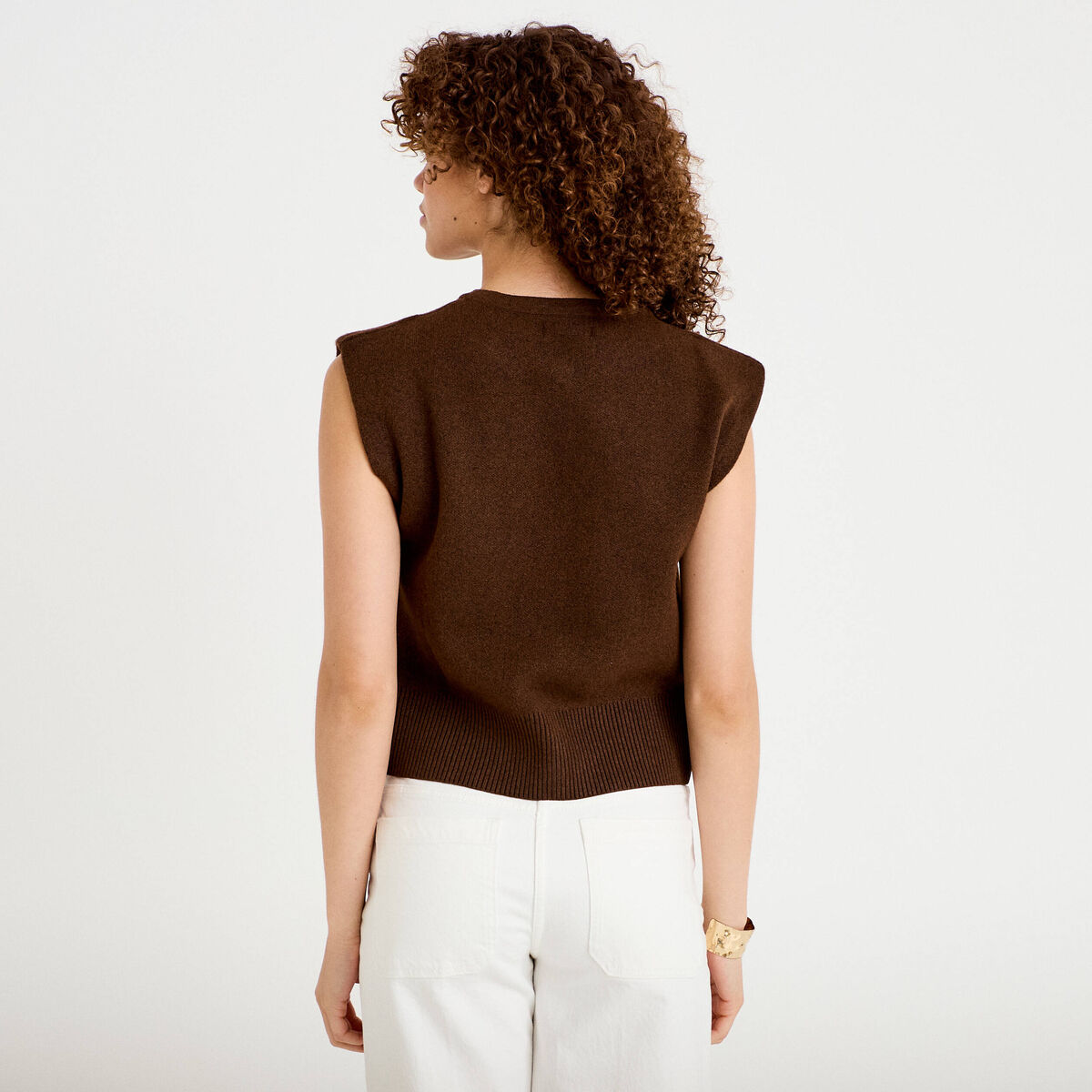 Gilet sans manches marron foncé femme