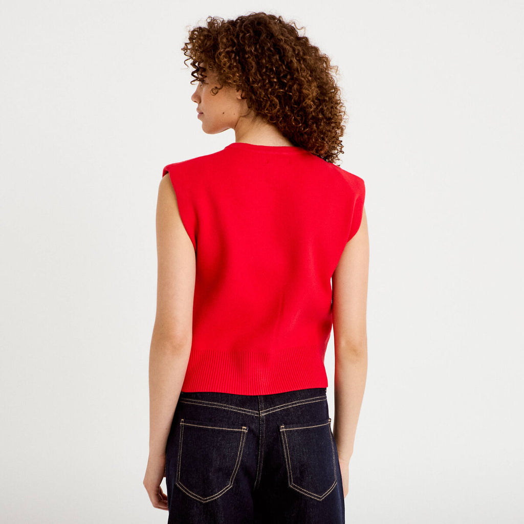 Gilet sans manches rouge femme