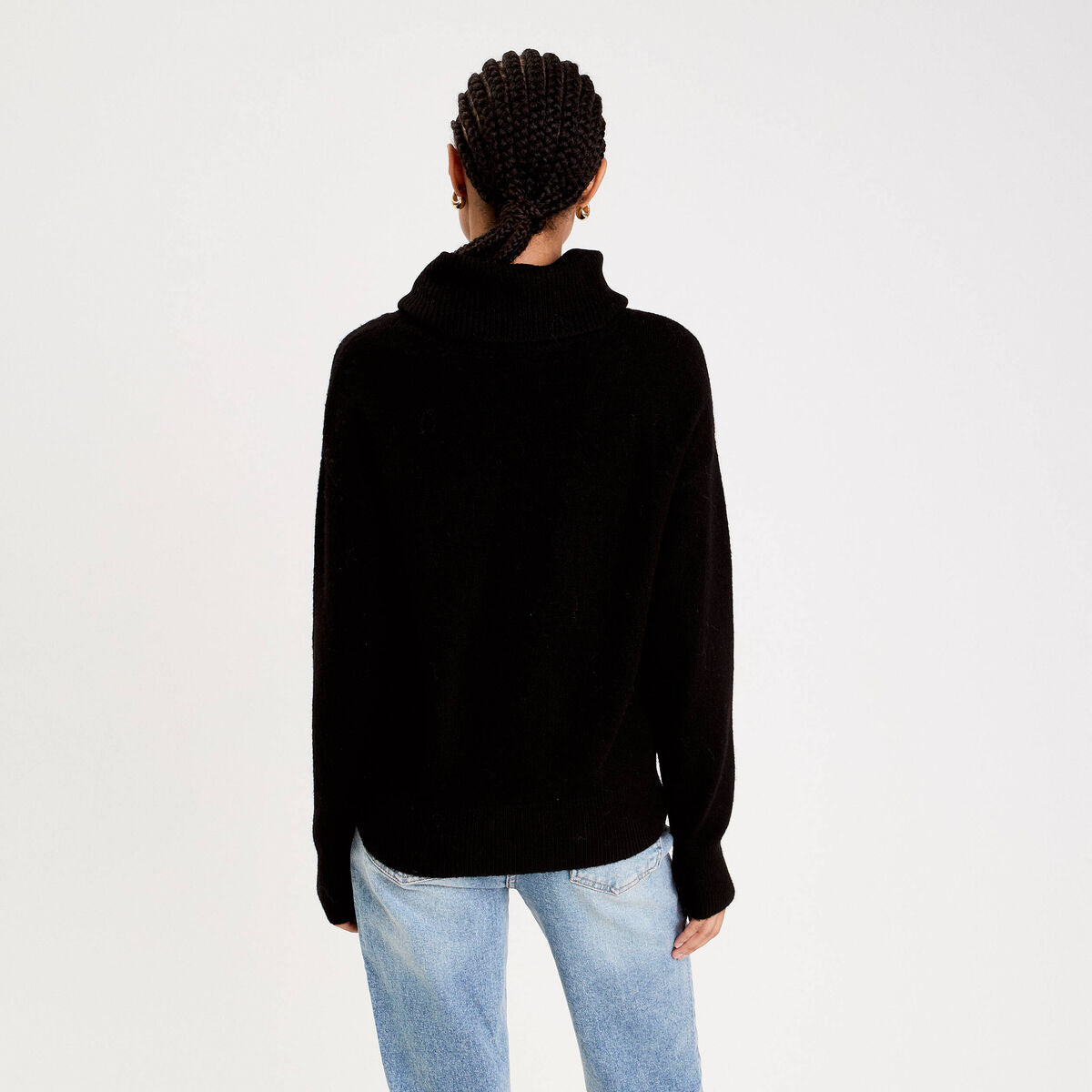 Pull avec col roulé noir femme