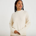 Pull col montant manches longues ecru femme