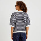Pull ample duveteux manches courtes ecru femme