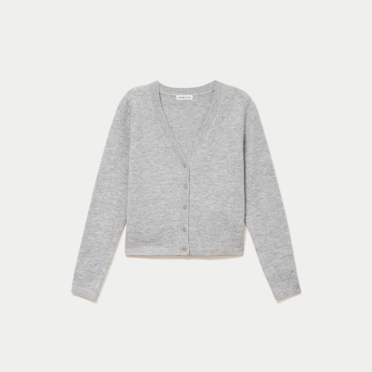 Gilet col v manches longues gris foncé femme