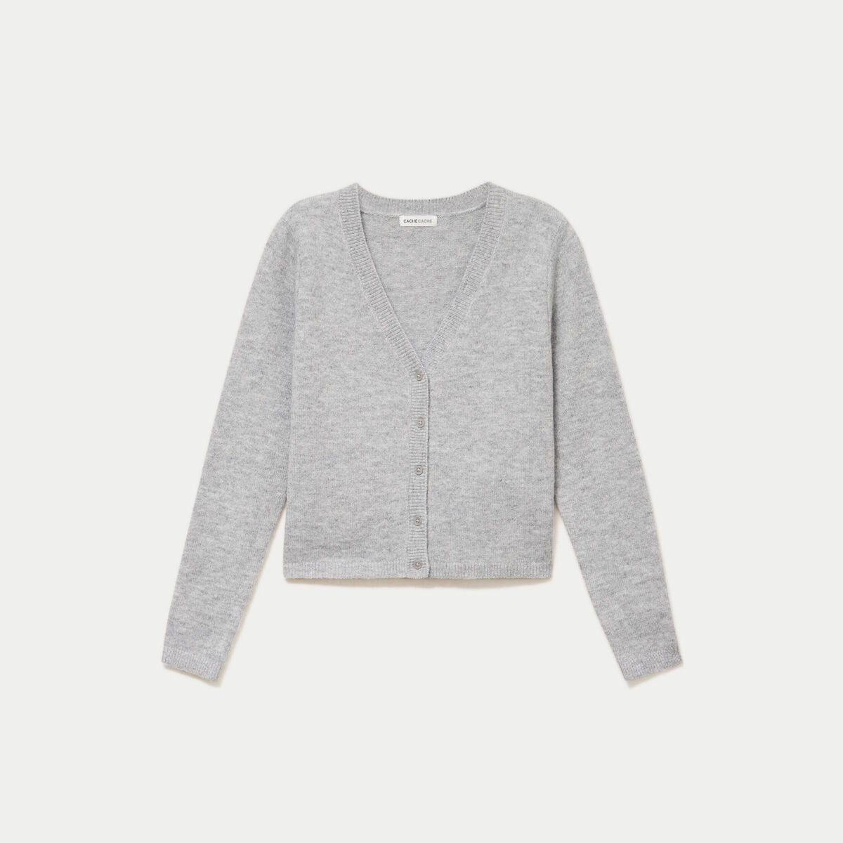 Gilet col v manches longues gris foncé femme