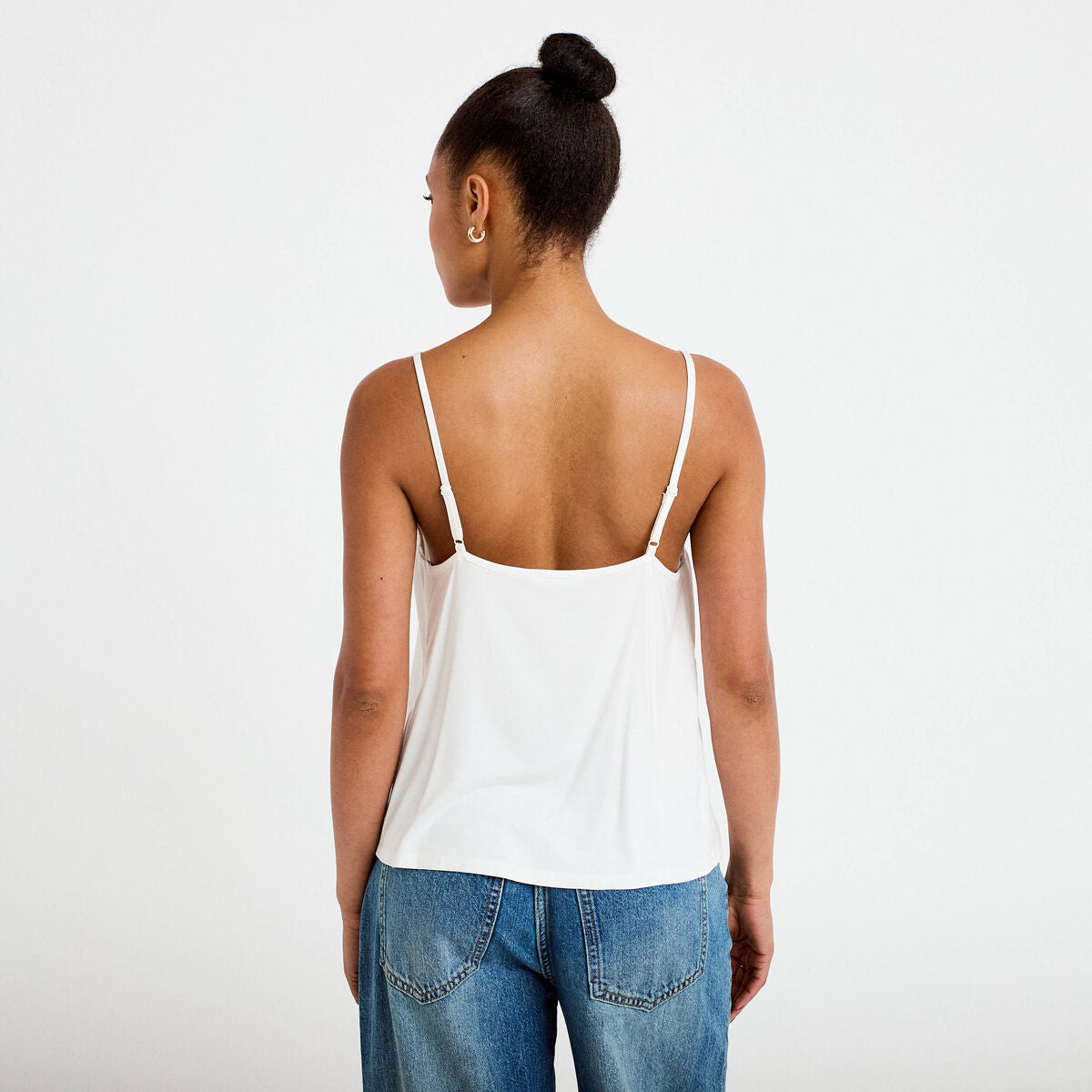 Débardeur ajusté décolleté dentelle ecru femme
