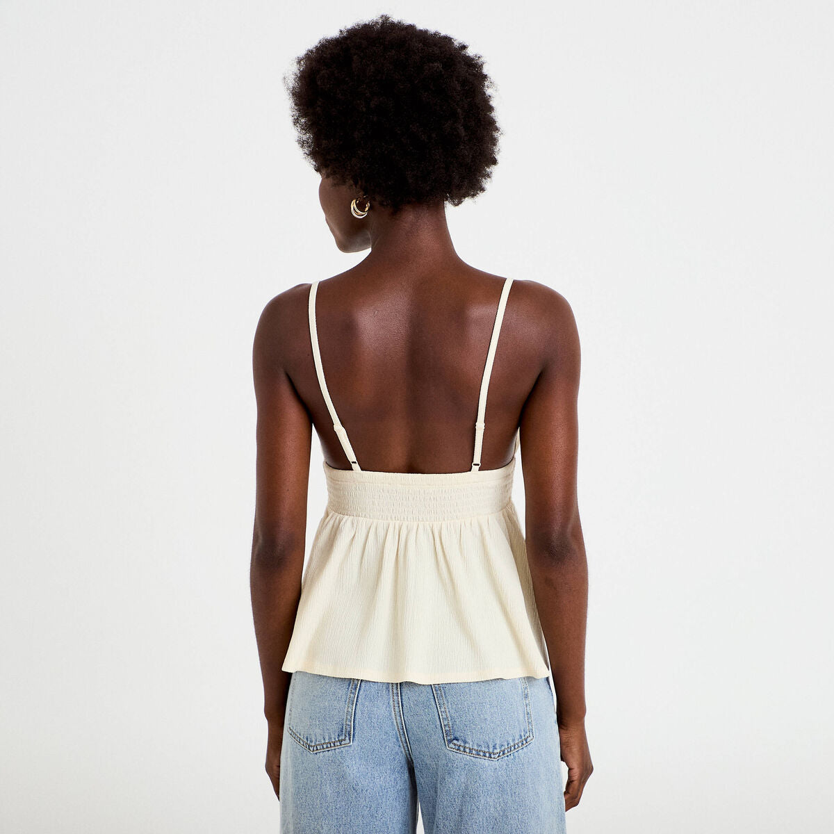 Débardeur détail crochet ecru femme