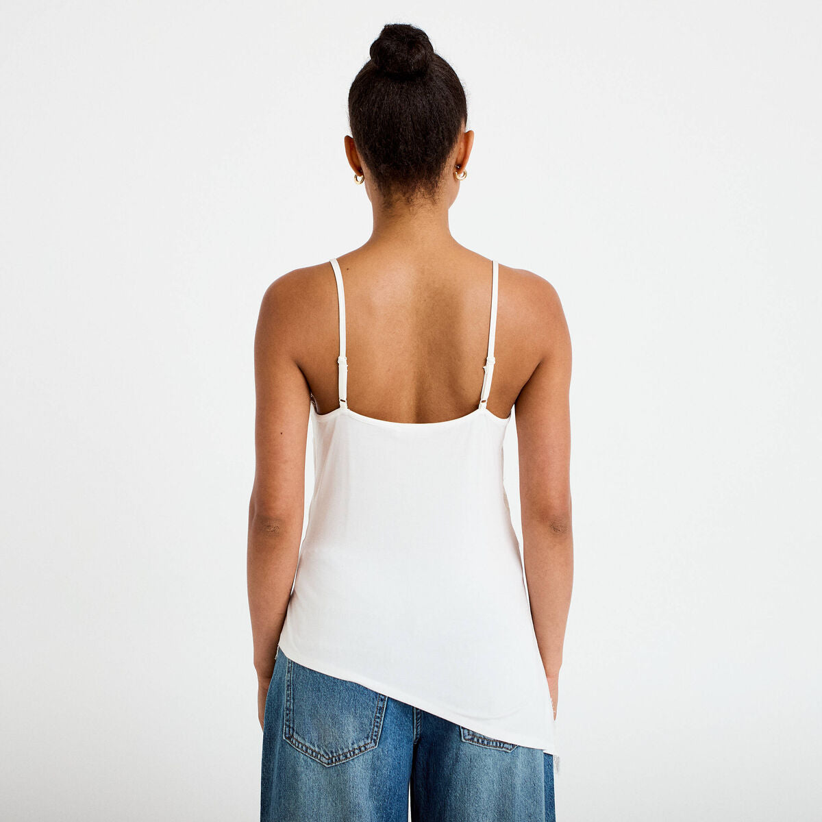 Débardeur ajusté décolleté dentelle ecru femme