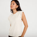 Débardeur col rond ecru femme