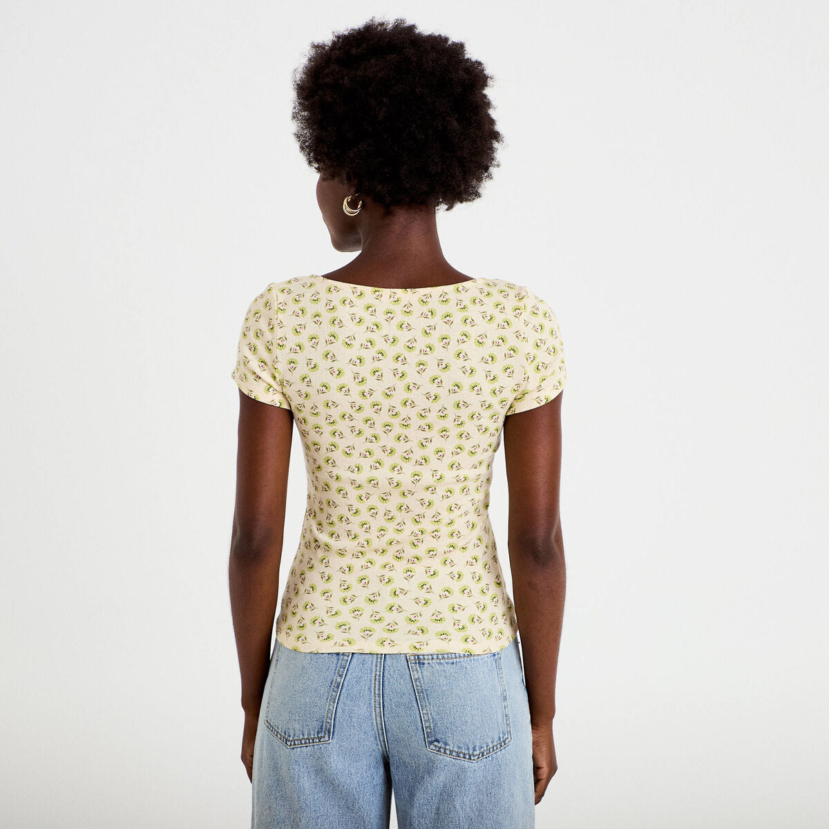 T-shirt ajusté manches courtes blanc femme