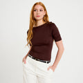 T-shirt ajusté manches courtes marron foncé femme
